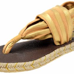 Nalho Women’s Yoga Mat Memory Foam Espadrilles Sandals, Ganika Metallic